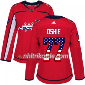 Washington Capitals Trikot T.J. Oshie 77 Adidas 2017-2018 Rot USA Flag Fashion Authentic - Dame